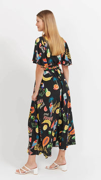 Cabana V Neck Maxi Dress Brasil Black