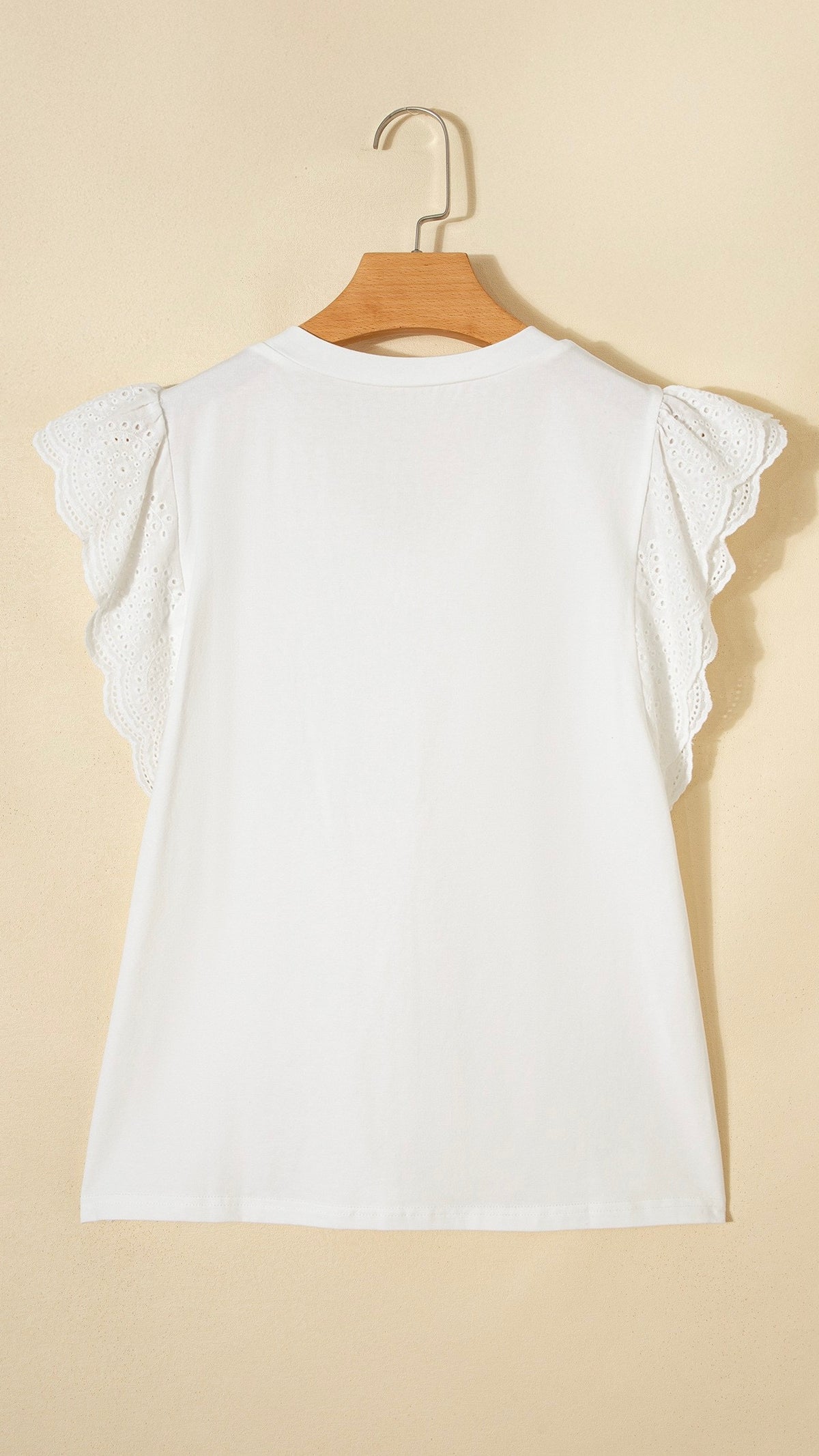 Eyelet Embroidered Sleeve Top White
