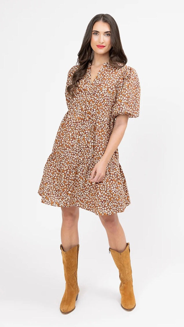 Reflective Mini Dress Caramel