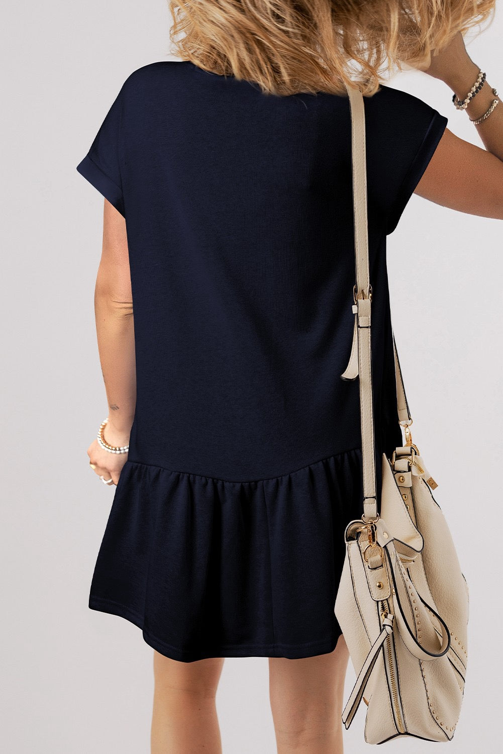 Summer Breeze Ruffle Dress Navy
