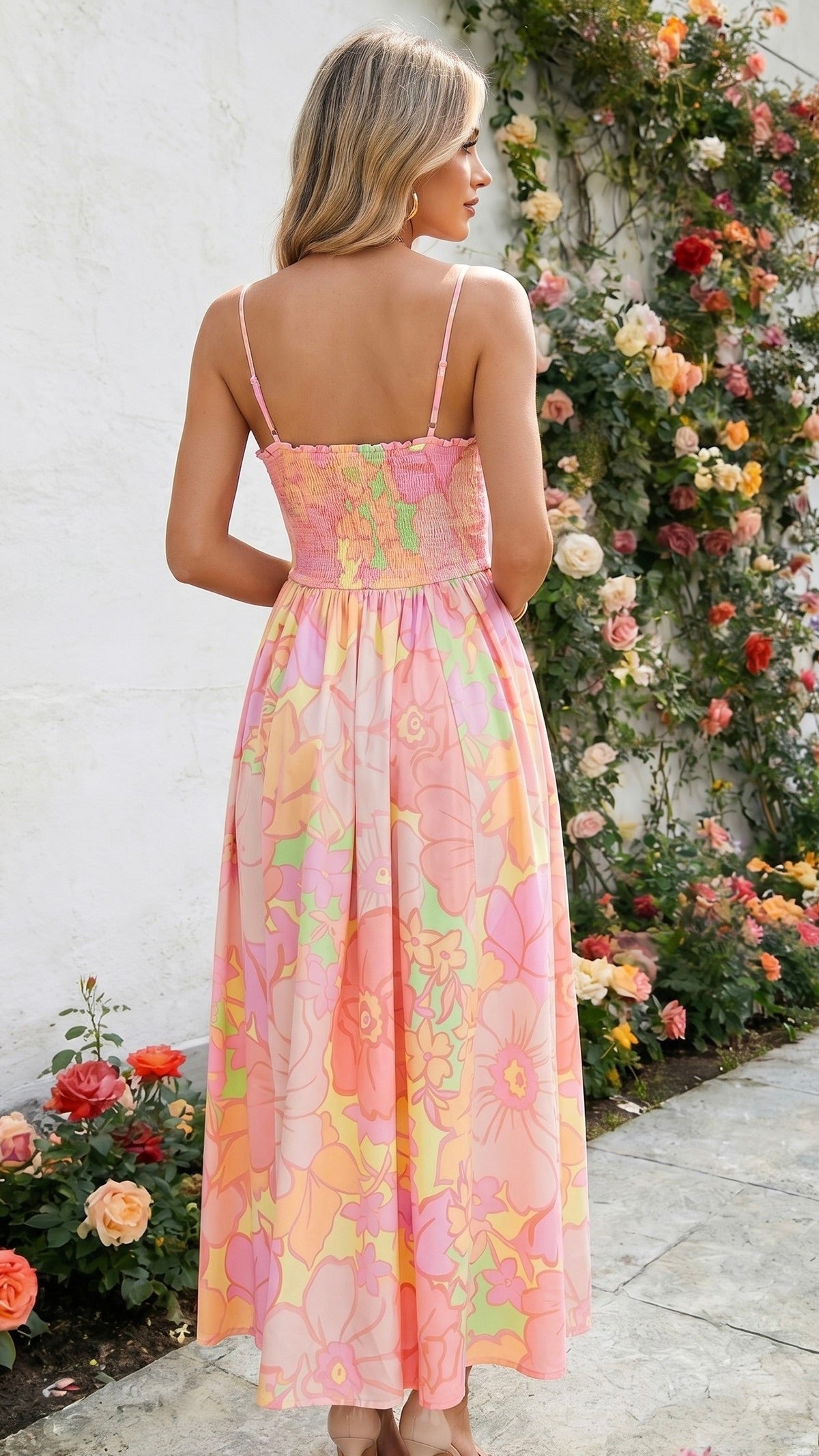 Mikayla Smocked Midi Dress Floral Bloom