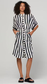 Shiro Shirt Dress  Mono Stripe August Arrival