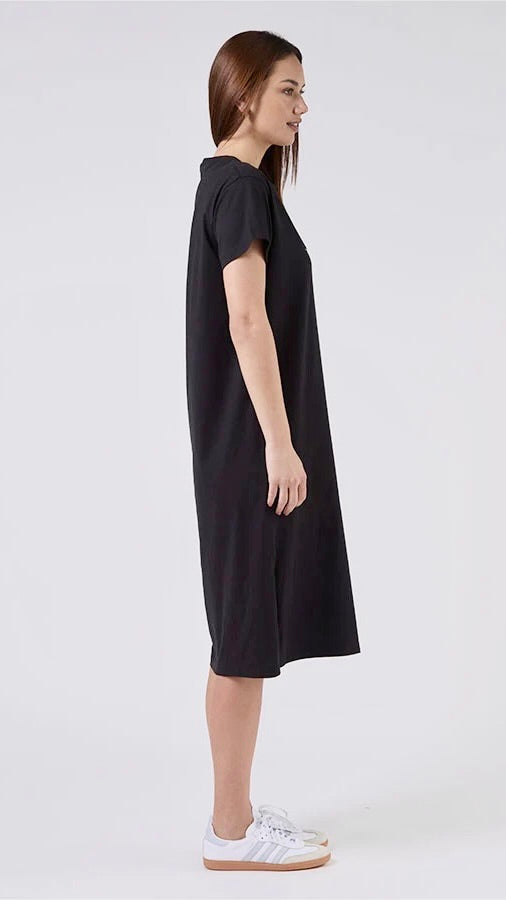 Maxie T Shirt Dress Black with Black and White Stripe Star – The Rock