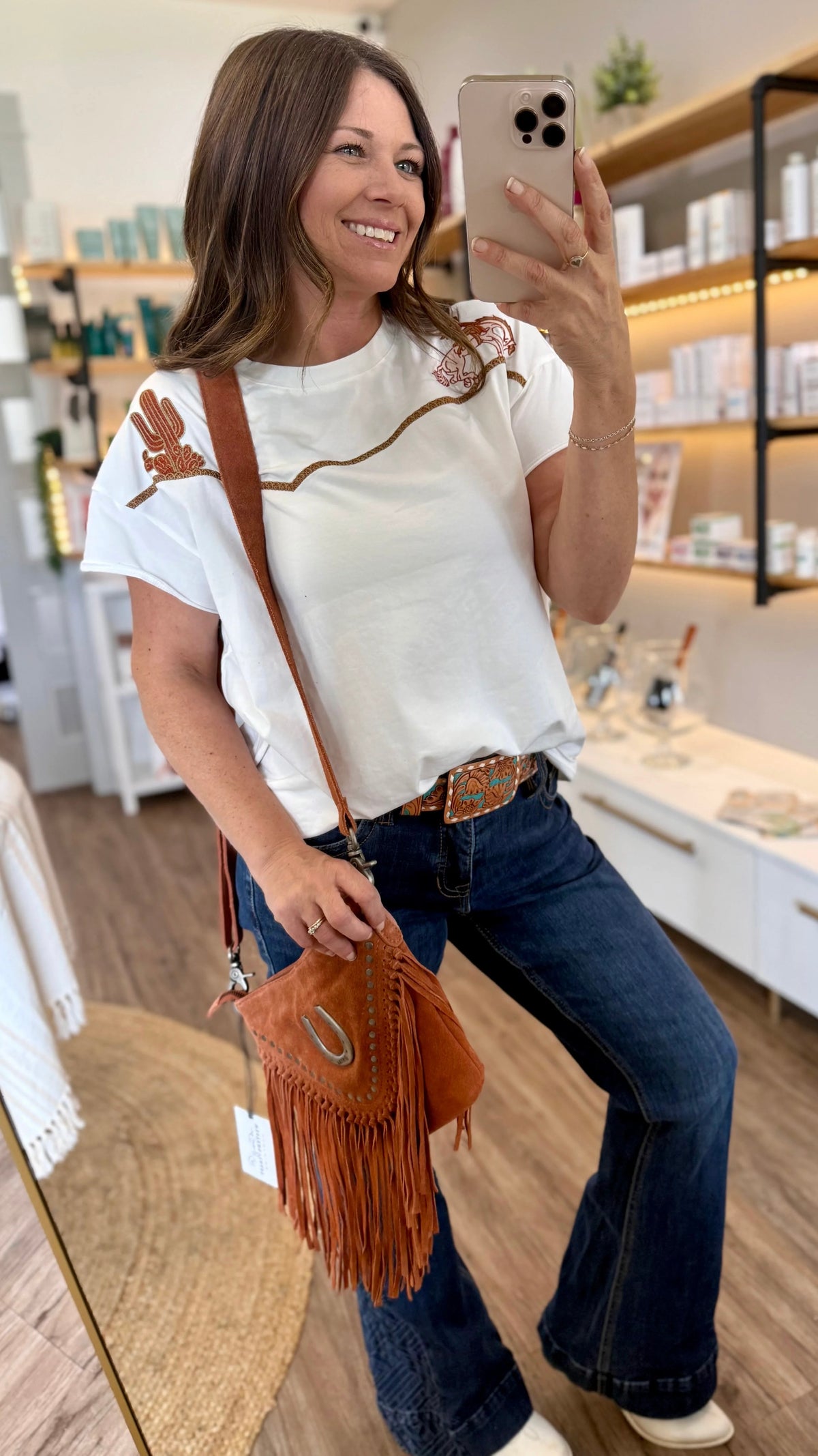 Cactus Cowgirl Embroidered Tee