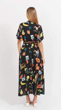 Cabana V Neck Maxi Dress Brasil Black