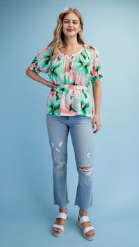 Watercolour Floral Print Blouse
