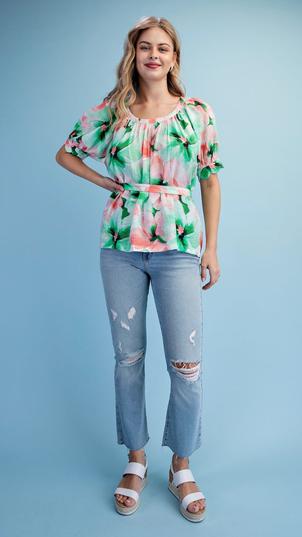 Watercolour Floral Print Blouse