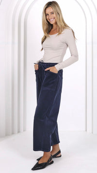 Monaco Leo Barrel Jeans Corduroy Smoke Navy