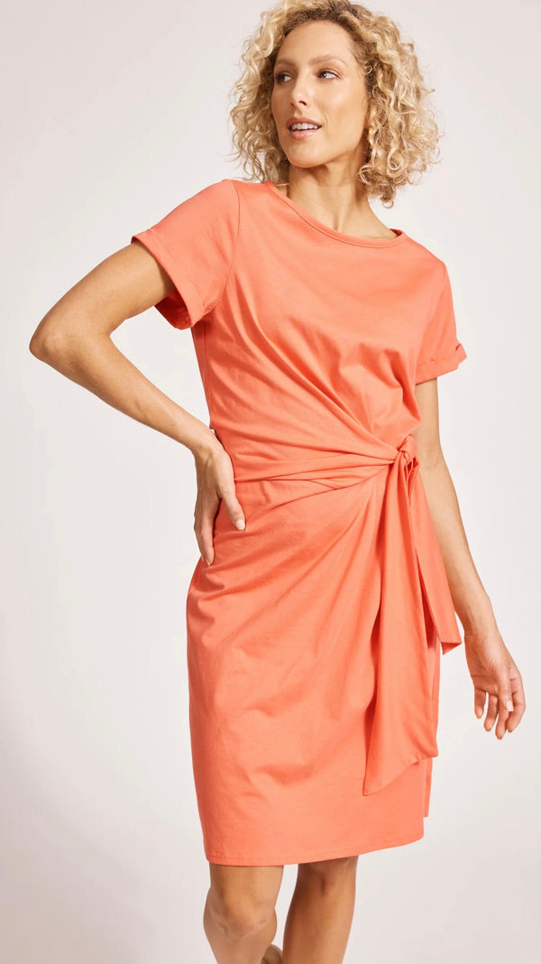 Francia Tie Dress Coral (Restock Arriving Mid Nov)