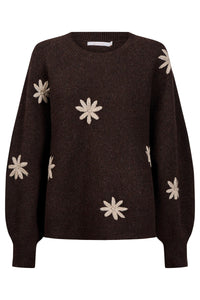 Miru Stitch Flower Jumper Chocolate