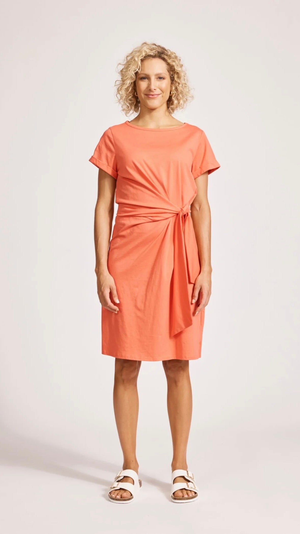 Francia Tie Dress Coral (Restock Arriving Mid Nov)