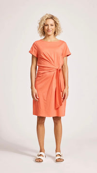 Francia Tie Dress Coral (Restock Arriving Mid Nov)