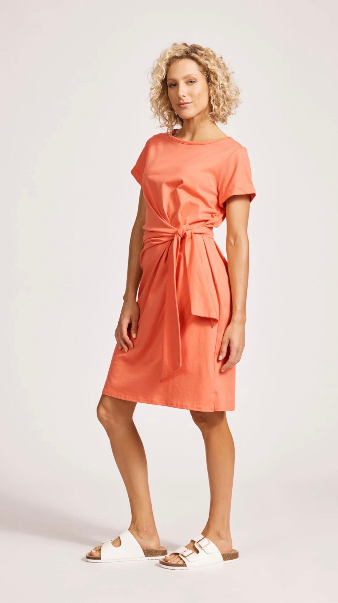 Francia Tie Dress Coral (Restock Arriving Mid Nov)