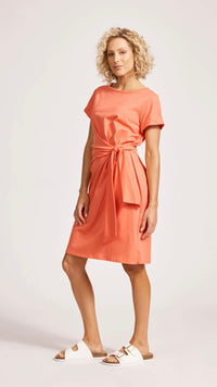 Francia Tie Dress Coral (Restock Arriving Mid Nov)