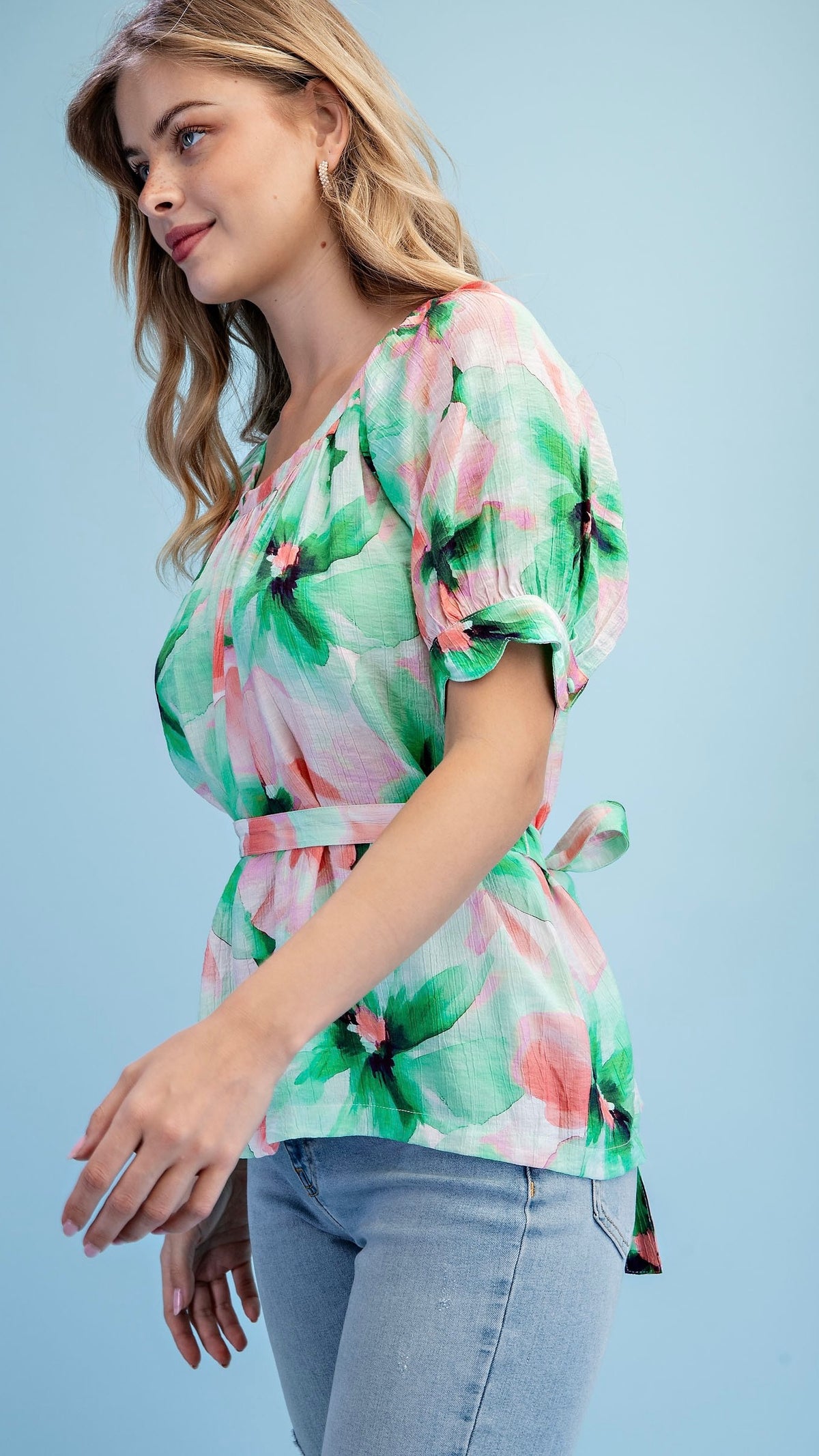 Watercolour Floral Print Blouse