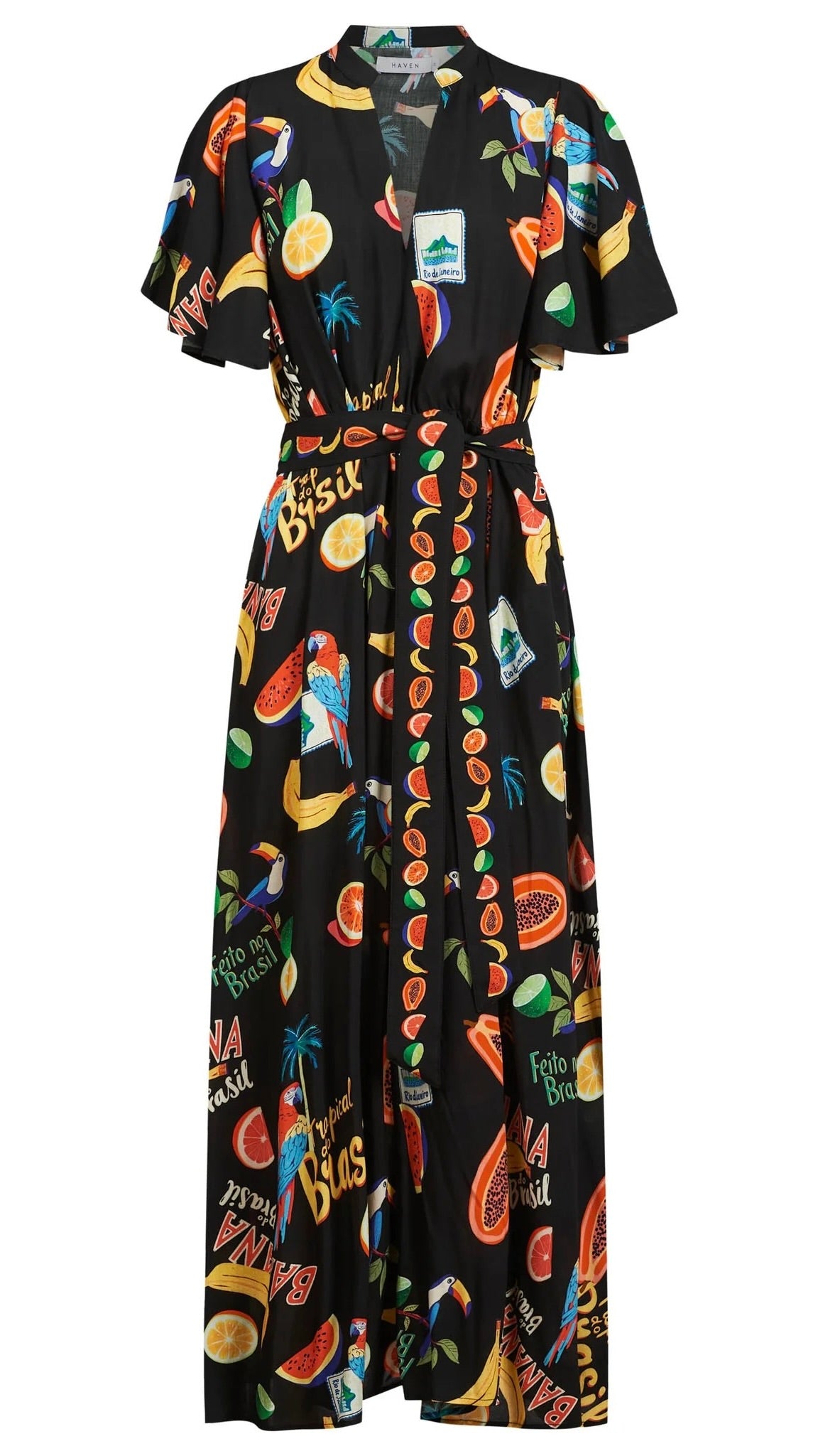 Cabana V Neck Maxi Dress Brasil Black