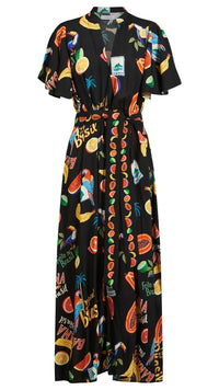 Cabana V Neck Maxi Dress Brasil Black