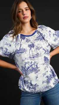 Leah Landscape Top Blue Print
