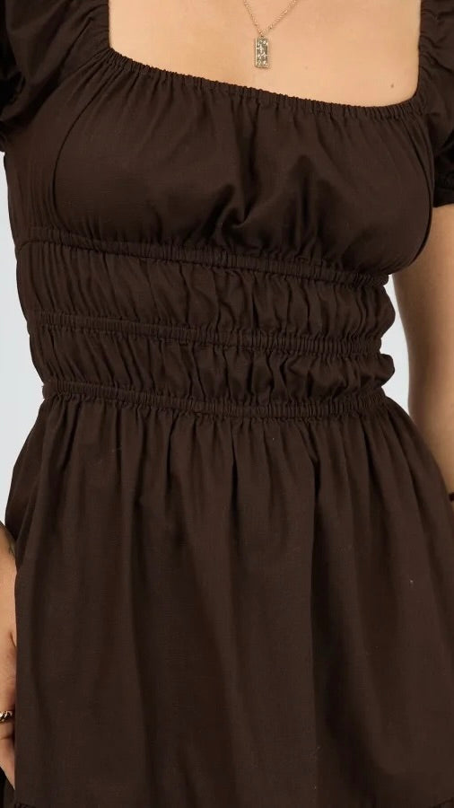 Essential SS Mini Dress Brown