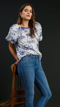 Leah Landscape Top Blue Print