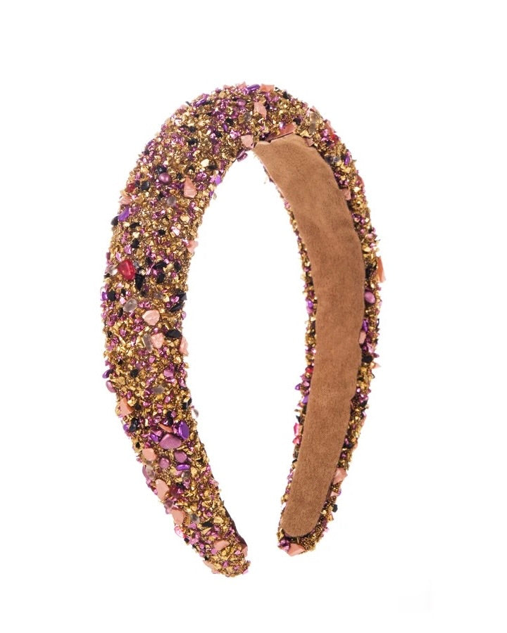 HA040 Confetti Headband Crystal Gold