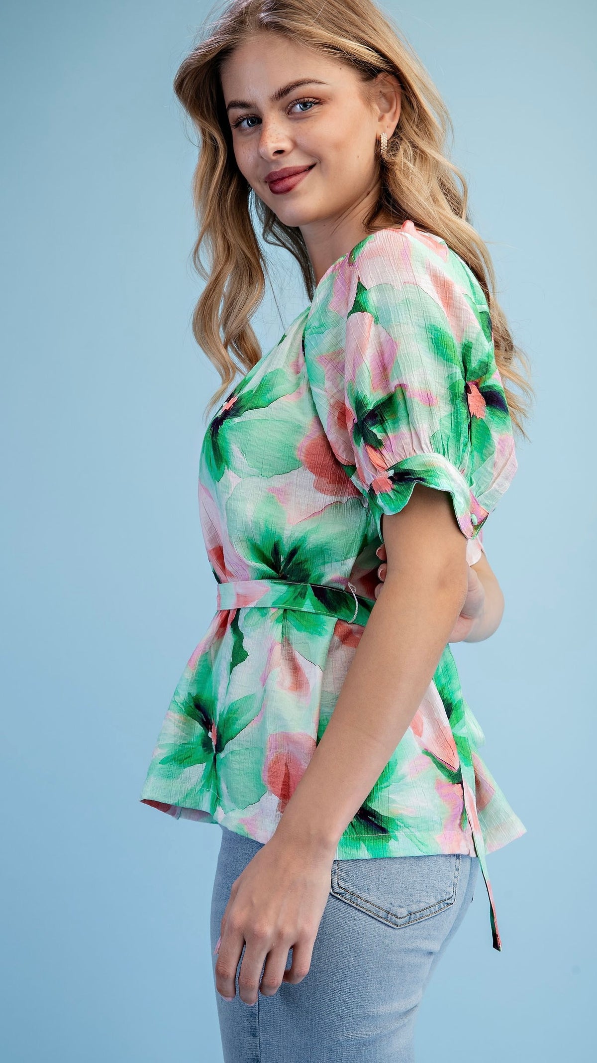 Watercolour Floral Print Blouse