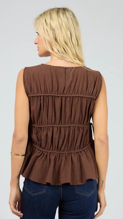 Lou Lou Tie Top Brown