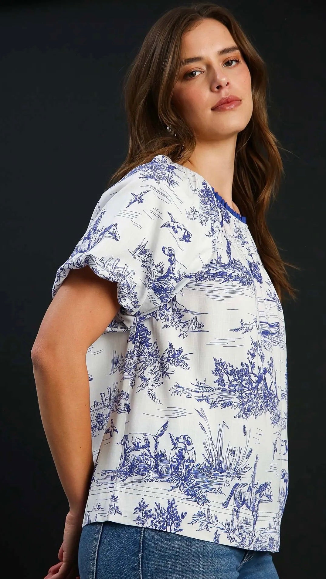 Leah Landscape Top Blue Print