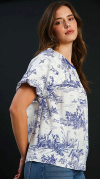 Leah Landscape Top Blue Print