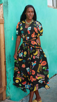 Cabana V Neck Maxi Dress Brasil Black