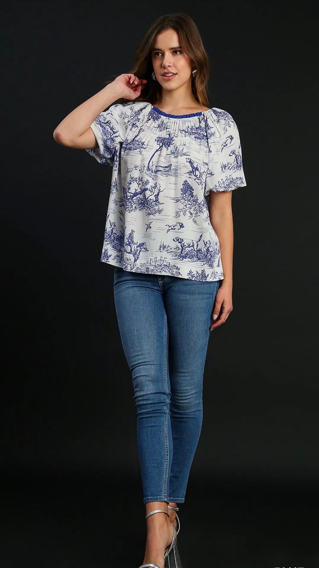 Leah Landscape Top Blue Print