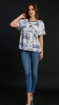 Leah Landscape Top Blue Print