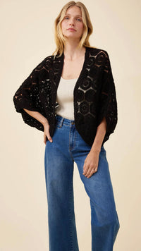 Maggie Crochet Cape Black