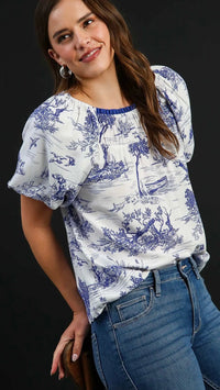 Leah Landscape Top Blue Print