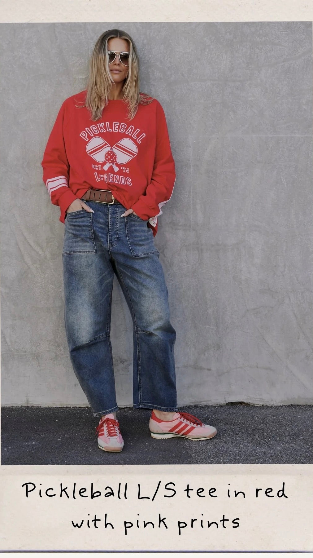 Pickleball L/S Tee Red