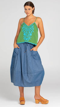 Guru Skirt Blue Chambray
