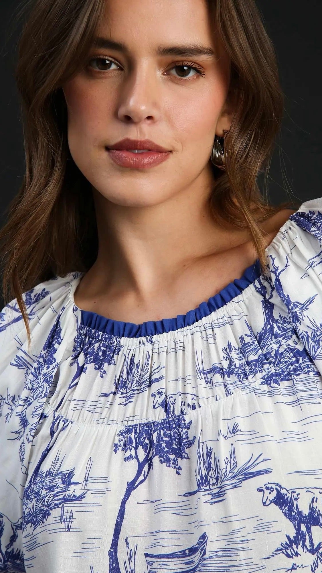 Leah Landscape Top Blue Print