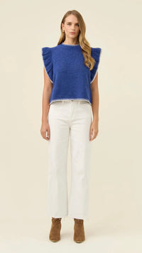 Athena Frill Knit Top Cobalt