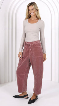 Monaco Leo Barrel Jeans Corduroy Dusty Pink