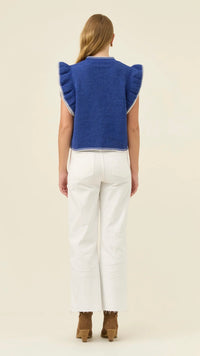 Athena Frill Knit Top Cobalt