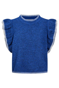 Athena Frill Knit Top Cobalt