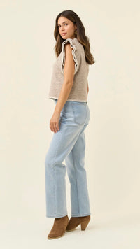 Athena Frill Knit Top Stone
