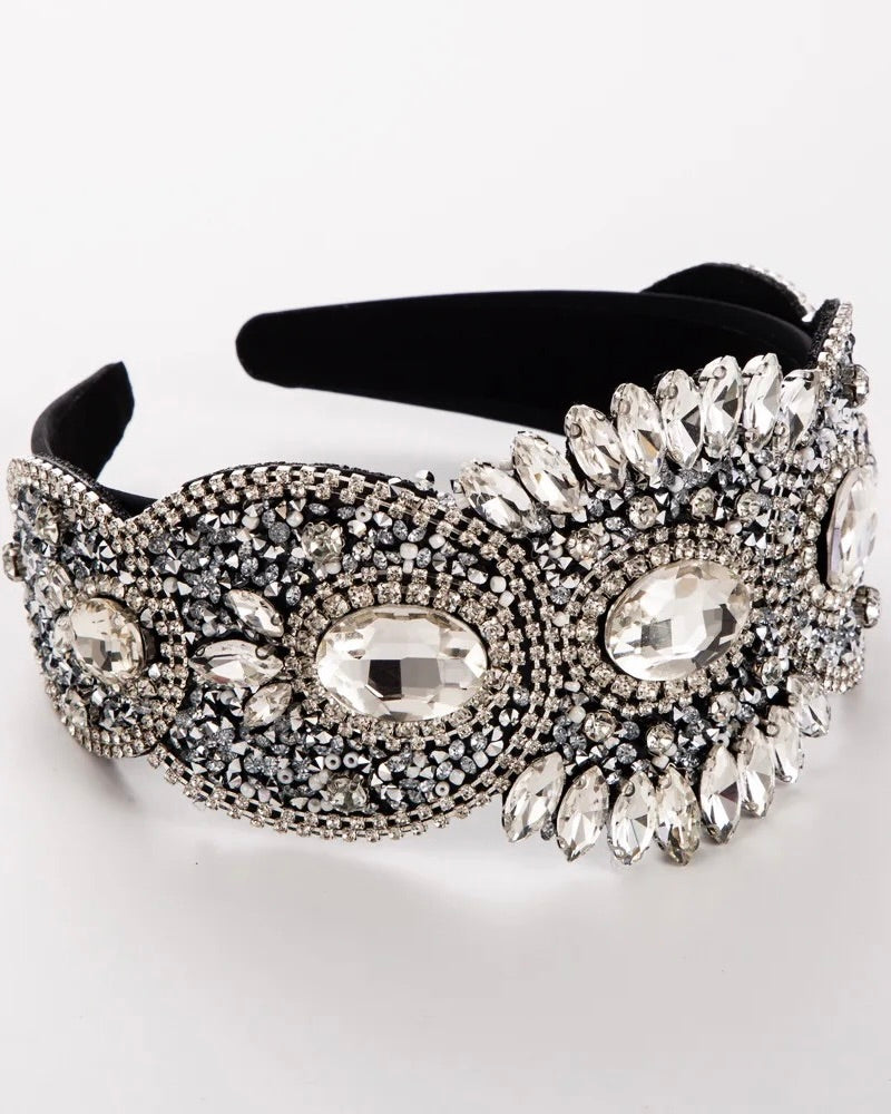 HA043 Jewelled Headband Silver