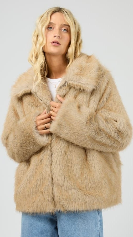 Sable Faux Fur Zip Coat