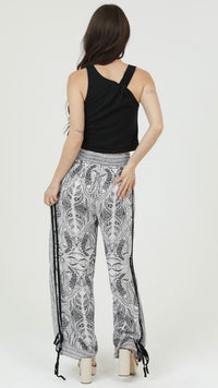 Koi Fish Printed Pants White Black
