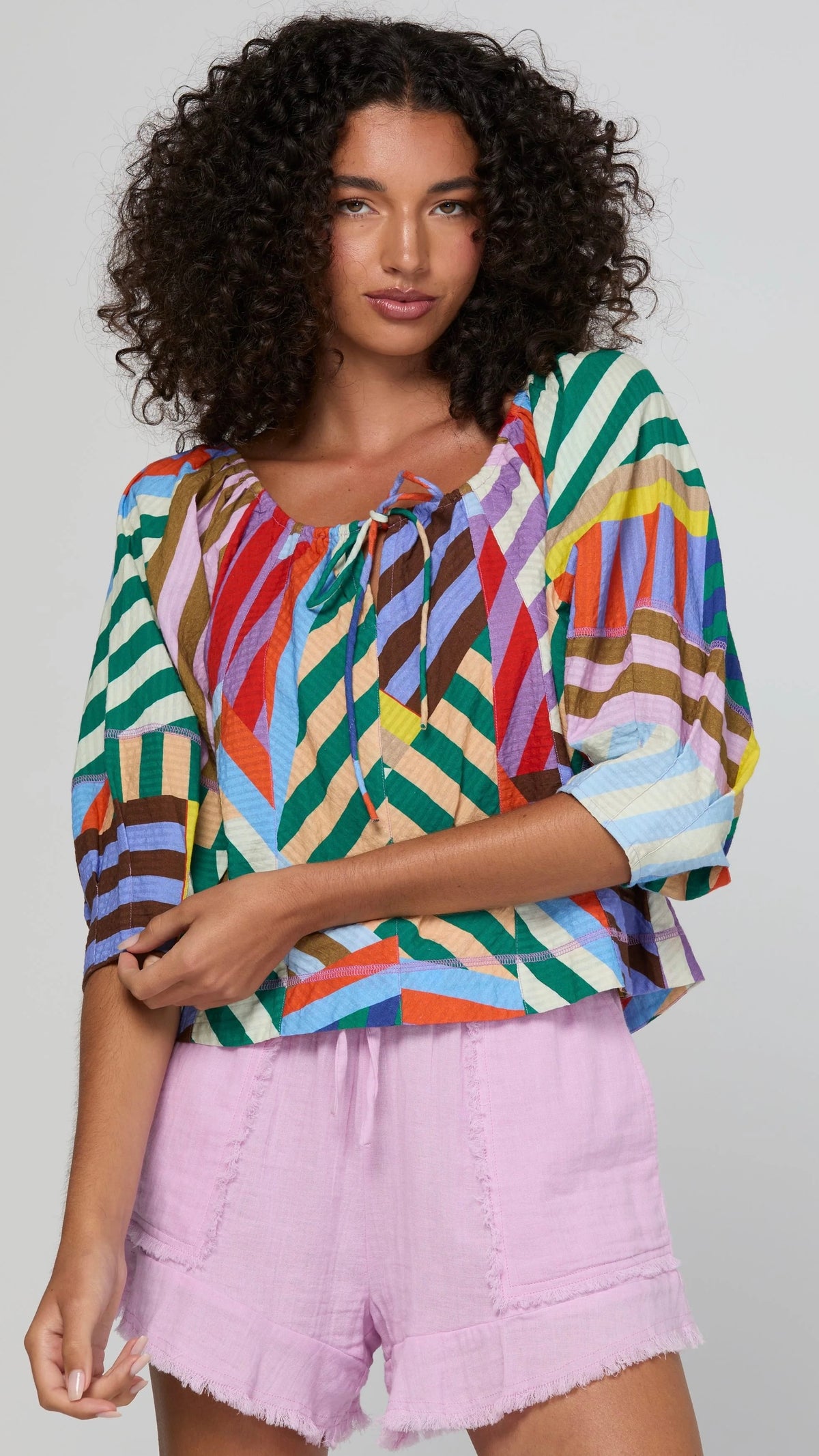 Lucia Top Liquorice Stripe