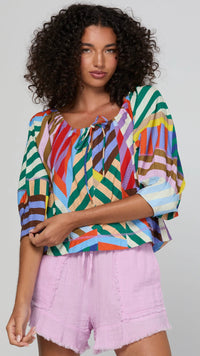 Lucia Top Liquorice Stripe