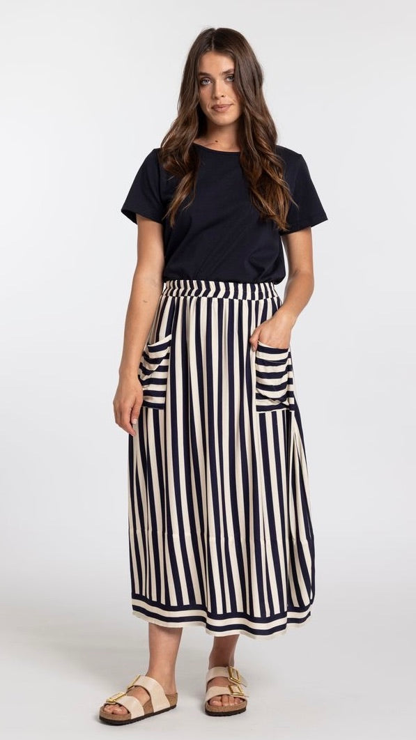 Trenley Skirt Navy Stripe