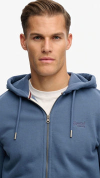 Essential Logo Zip Hoodie HB Jeans Blue Marle