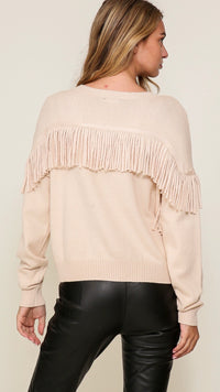 Frankie Fringe Sweater Top Ivory